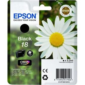 Epson T1801 BK blekkpatron - C13T18014012 Original - Svart 5,2 ml