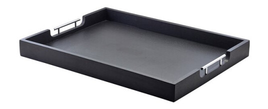 Solid Sort Butlersbakke Med Metal Håndtag 65 x 49cm Solid Sort Butlersbakke Med Metal Håndtag 65 x 49cm