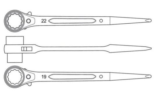 Proline Pro-Line Stillasnøkkel Med Skralle 19 X 22 Mm (36722)