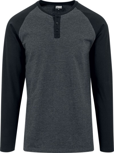 Urban Classics Langermet skjorte Contrast Raglan Henley L/S S til XXL Herrer koksgrå-svart