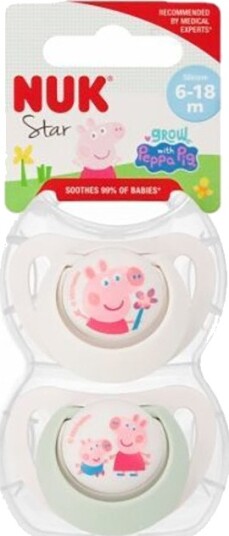 Nuk 441649 Silikonsmokk 6-18 mnd Peppa Gris 2 pk Nuk 441649 Silikonsmokk 6-18 mnd Peppa Gris 2 pk