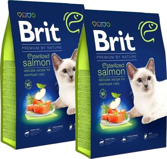 Brit Premium Tørrfôr By Nature Cat Sterilized Salmon 2X8 kg