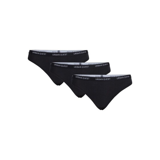 Urban Quest 3 Pack Bamboo string svart Størrelse: XS Kvinner