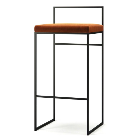Department Barstol med Ryggstøtte 90 cm Sort / Copper Glow Fløyel