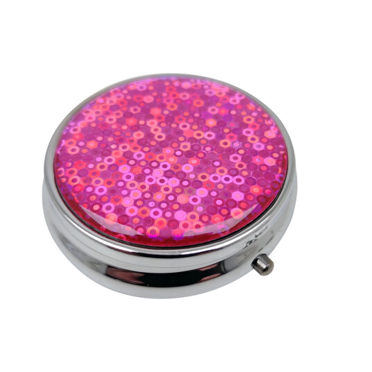 Pilleboks hologramveske med 3 rom PINK