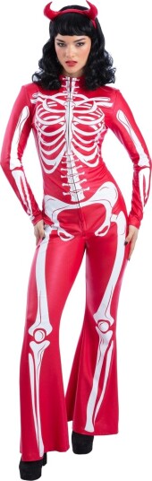 Rød og Hvit Djevel Skjelett Jumpsuit til Dame