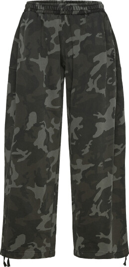 Weekday Loose Printed Cotton Terry Sweatpants Khaki green XL