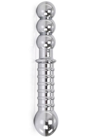 Ribbed Double-ended Steel Dildo 19cm