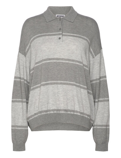 Weekday Piké Sweater - Grey - L Weekday Piké Sweater - Grey - L