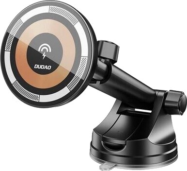 Dudao F12MAX+ Bilholder med 15W trådløs lading Magnet og sugekopp Svart