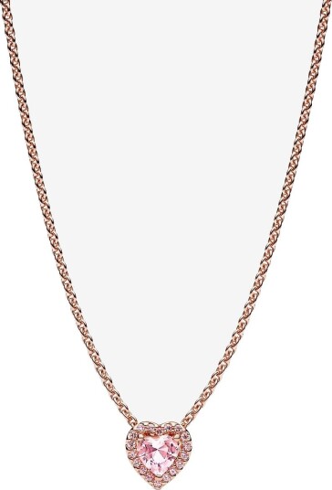 Pandora Heart 14K Rose Gold Plated Collier PINK 45 cm