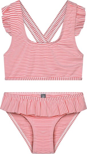 Color Kids Bikini W. Skirt Seersucker Red 98