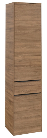 VILLEROY & BOCH SUBWAY 3.0 HØYSKAP 40X171 VENSTRE 2 DØRER & SKUFF KANSAS OAK HÅNDTAK I VOLCANO BLACK