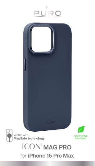 PURO iPhone 15 Pro Max silicone cover ICON MAG PRO dark blue