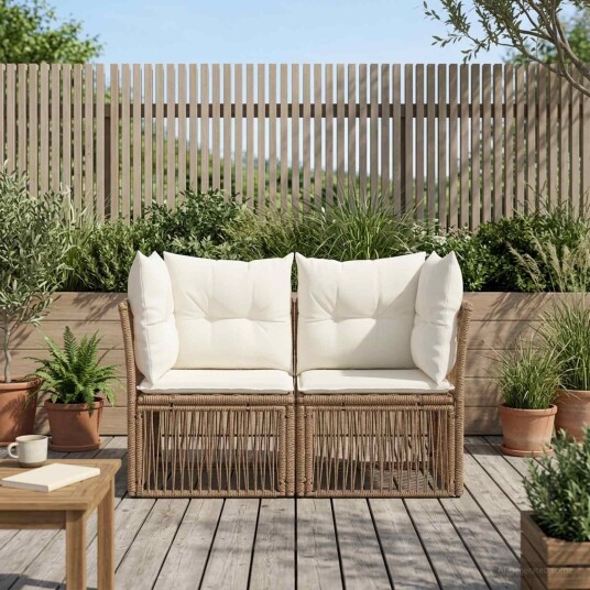 vidaXL Hagemøbelsofa 2 Antall seter Beige polyrotting