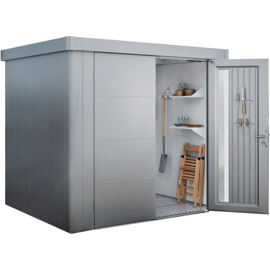 BIOHORT REDSKAPSBOD NEO 2B DOBBELDØR SØLV METALLIC