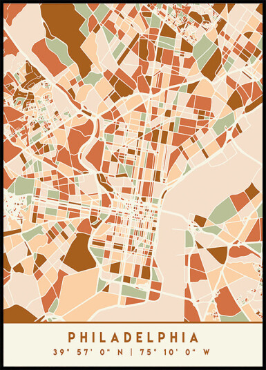 Black Maps Earth Tones 65 Plakat Plakat / 21x30cm