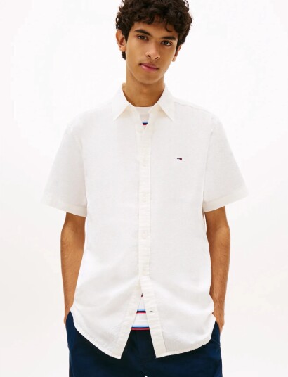 Tommy Jeans Tjm Reg Seersucker Shirt Ext Cream L