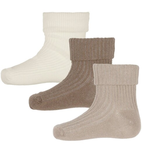 Minymo Light Taupe Baby Strømpe Rib 3-Pakning 15-18 Minymo Light Taupe Baby Strømpe Rib 3-Pakning 15-18
