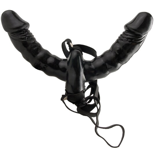 Fetish Fantasy Series Fetish Fantasy Double Delight Strap-On med Vibrator   - Svart