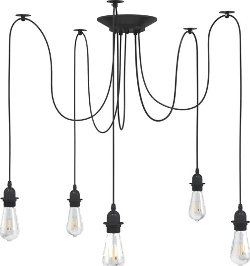 vidaXL Pendellampe med 5 lampeholdere E27 svart metal