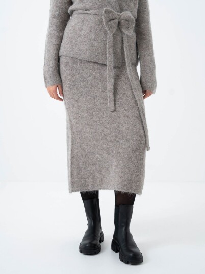 Selected Femme Gabella High Waisted Midi Knit Skirt Grå S Selected Femme Gabella High Waisted Midi Knit Skirt Grå S