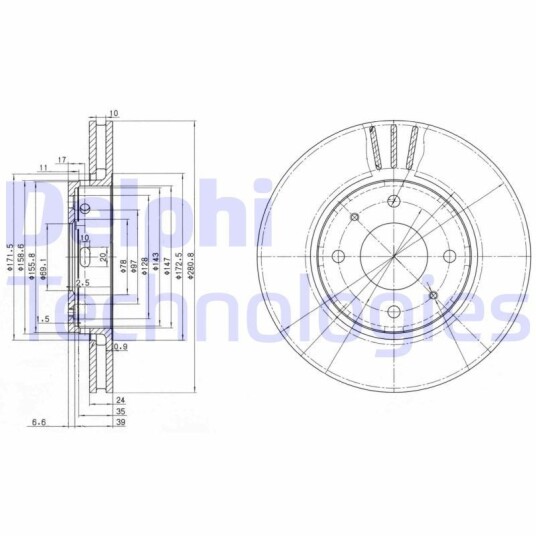 Bremseskive DELPHI BG3501C