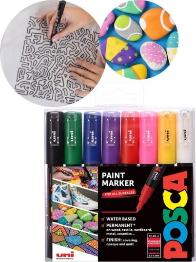 POSCA PC-1M Marker 8 vannbaserte tusjer 0,7-1 mm