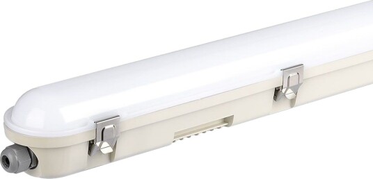 V Tac 150cm 48W vanntett komplett LED armatur med nødlys IP65 120lm/W Samsung LED chip 3 timers batteridrift Kulør : Nøytral