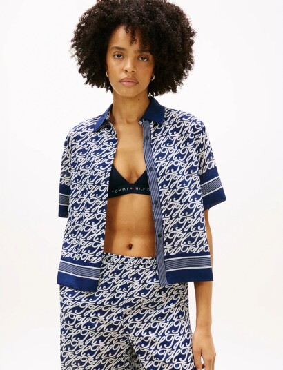 Tommy Hilfiger Swimshop Silk Voile Aop Shirt Navy M