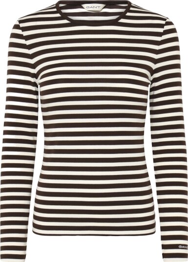 Gant Slim Striped Ls T Shirt Black S