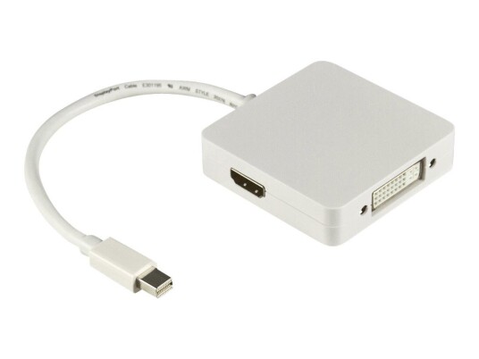 Deltaco Mini DisplayPort til HDMI/DVI/DisplayPort Adapter 20 cm Hvit
