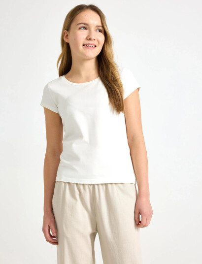 Lindex Top Basic Cap Sleeve - White - 158/164 Lindex Top Basic Cap Sleeve - White - 158/164