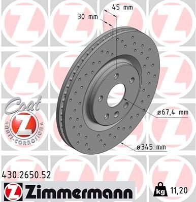 Bremseskive ZIMMERMANN 430.2650.52
