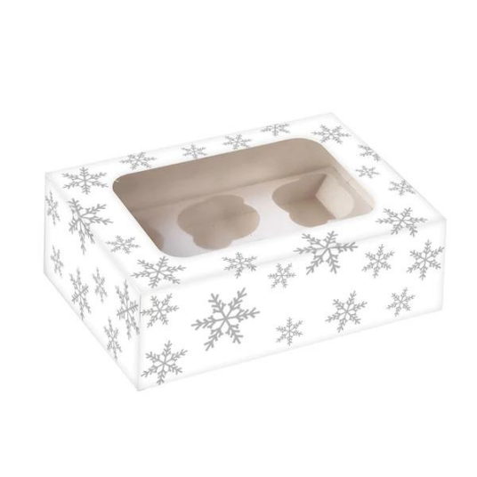 Cupcake Boks Snøflak 6 Sølv Pk/1 