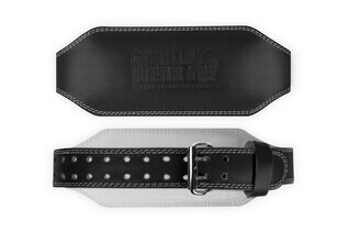 6 Inch Padded Leather Belt, black/black, medium/large