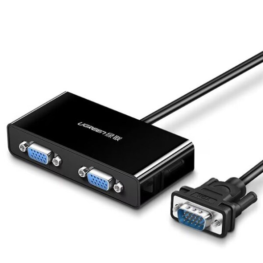 Ugreen VGA-splitter 1x2 HD-15 Video Kabel 1m Svart
