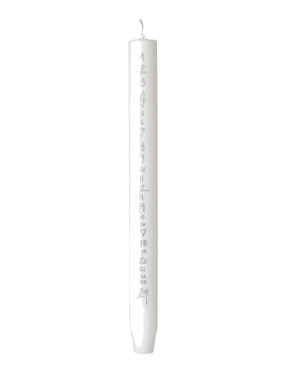 Broste Copenhagen Handwritten Calendar Candle - PURE WHITE/SILVER - H 29 cm