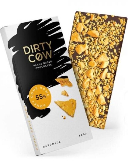 Dirty Cow Honey Come Home   Håndlaget Plantebasert Vegansk Sjokolade med Honningkake 80 gram