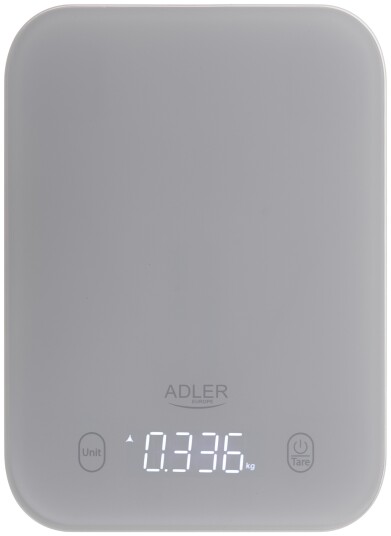 Adler AD3181 Kjøkkenvekt med LED-display - 10 kg, inkludert batterier - Grå