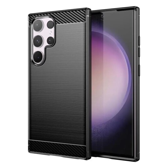 INCOVER Samsung Galaxy S24 Ultra Brushed Carbon Fiber Fleksibelt Plast Deksel - Svart INCOVER Samsung Galaxy S24 Ultra Brushed Carbon Fiber Fleksibelt Plast Deksel - Svart