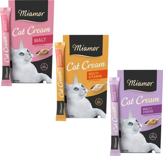 Miamor Blandet Prøvepakke Cat Snack Cream Prøvepakke Ii Malt & Ost Multivitamin & Malt