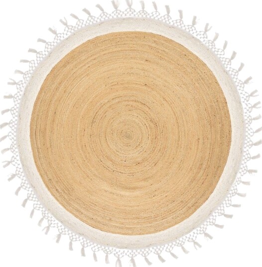 Flatvevd Marts - Beige, hvit, 200x200 cm