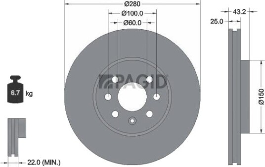 PAGID 54293NC Bremseskive PAGID 54293NC Bremseskive