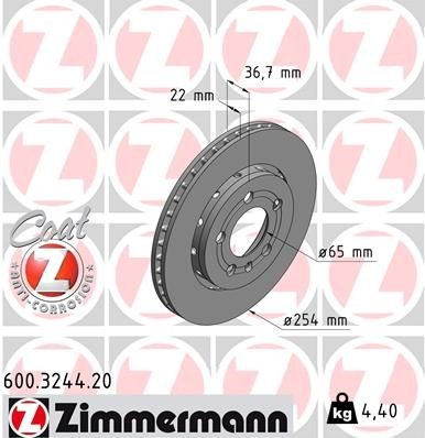 Bremseskive ZIMMERMANN 600.3244.20