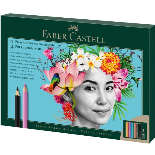 Faber Castell Polychromos & Pitt Graphite Matt Set 17 Fargeblyanter + 4 Grafittb