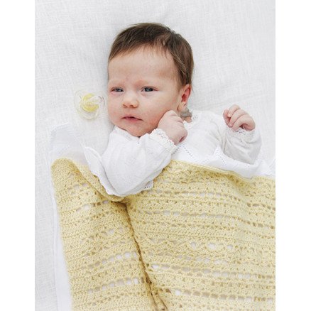 Blooming LilyÂ by DROPS Design Babyteppe Hekleopskrift 65x86 cm
