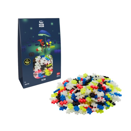 Plus Plus Mini Glow mix byggesett 300 byggeklosser som lyser i mørket