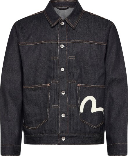 Evisu Ht Ecru Seagull Printed Denim Jacket Navy L Evisu Ht Ecru Seagull Printed Denim Jacket Navy L