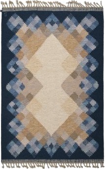 Axeco Opal blå/beige – håndvevd ullteppe